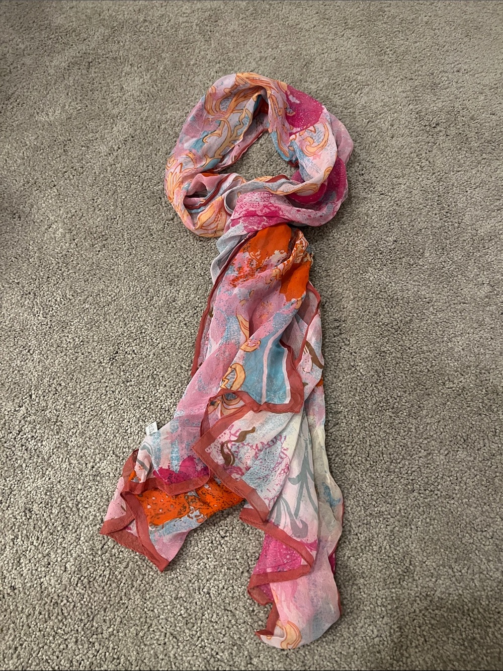 Lightweight Pink & Orange Printed Women's Scarf